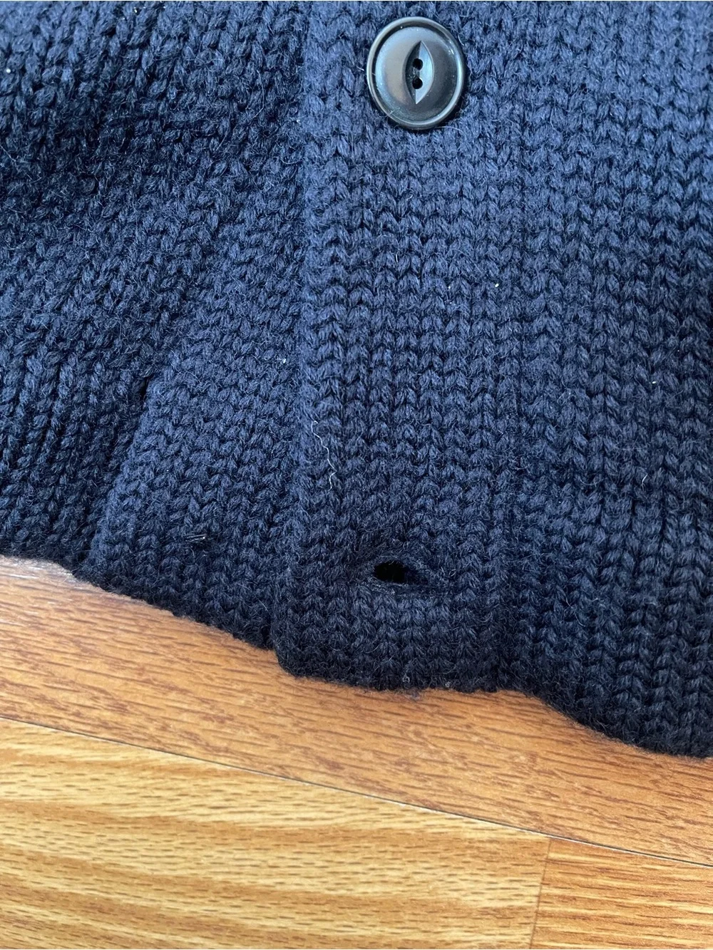 Vintage Polo Ralph Lauren Navy Blue 100% Wool shawcollar Chunky cardigan size M